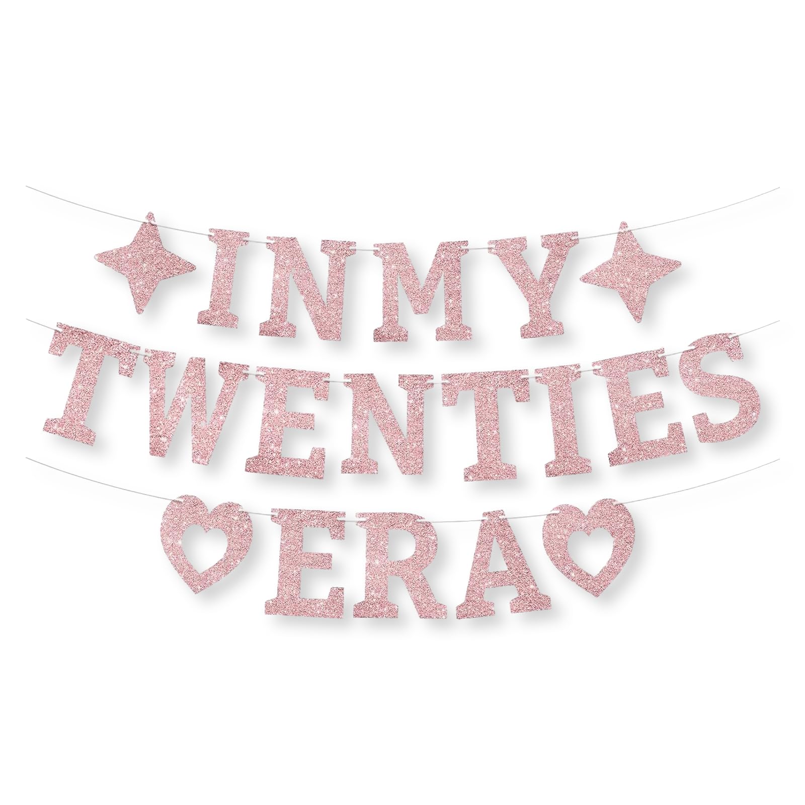 Livzikaroa In My Twenties Era Banner Rose Gold 20th Birthday Decorations Pre Strung Birthday Banner for Party Backdrop Wall Decor and Dessert Table Display