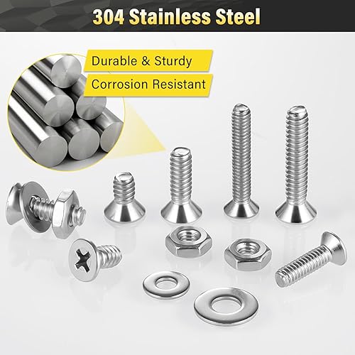 Miniatura 10 de Kit surtido de 900 tuercas y pernos para proyectos en el hogar, kit surtido de tornillos de máquina de acero inoxidable, juego de tornillos