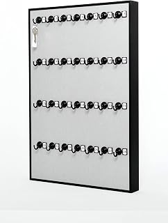 Key Holder # 28MAF, Key Rack for Wall, Aluminum Framed 28 Bolted Metal Hooks with Numberplate, Extra Space, and Adjustable Hangers (30 Sets of Tag & Ring Included)