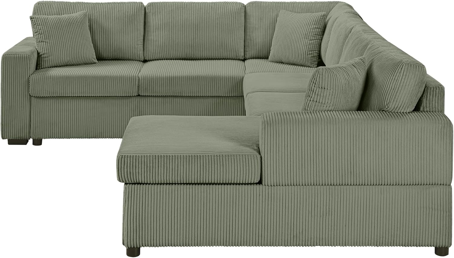 Eafurn Oversized U Shaped Modular Sectional Sofa, 115" Oversized Corduroy Upholstered Couch with Spacious Chaise Lounge & 3 Throw Pillows for Living Room, Apartment, Office