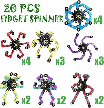 10PCS Transformable Fidget Spinner, Fidget Toys Bulk for Adults, Transformable Chain Robot Finger Toy DIY Deformation Robot Mechanical Spinners Stress Relief Fidget Toy for Teens Adults
