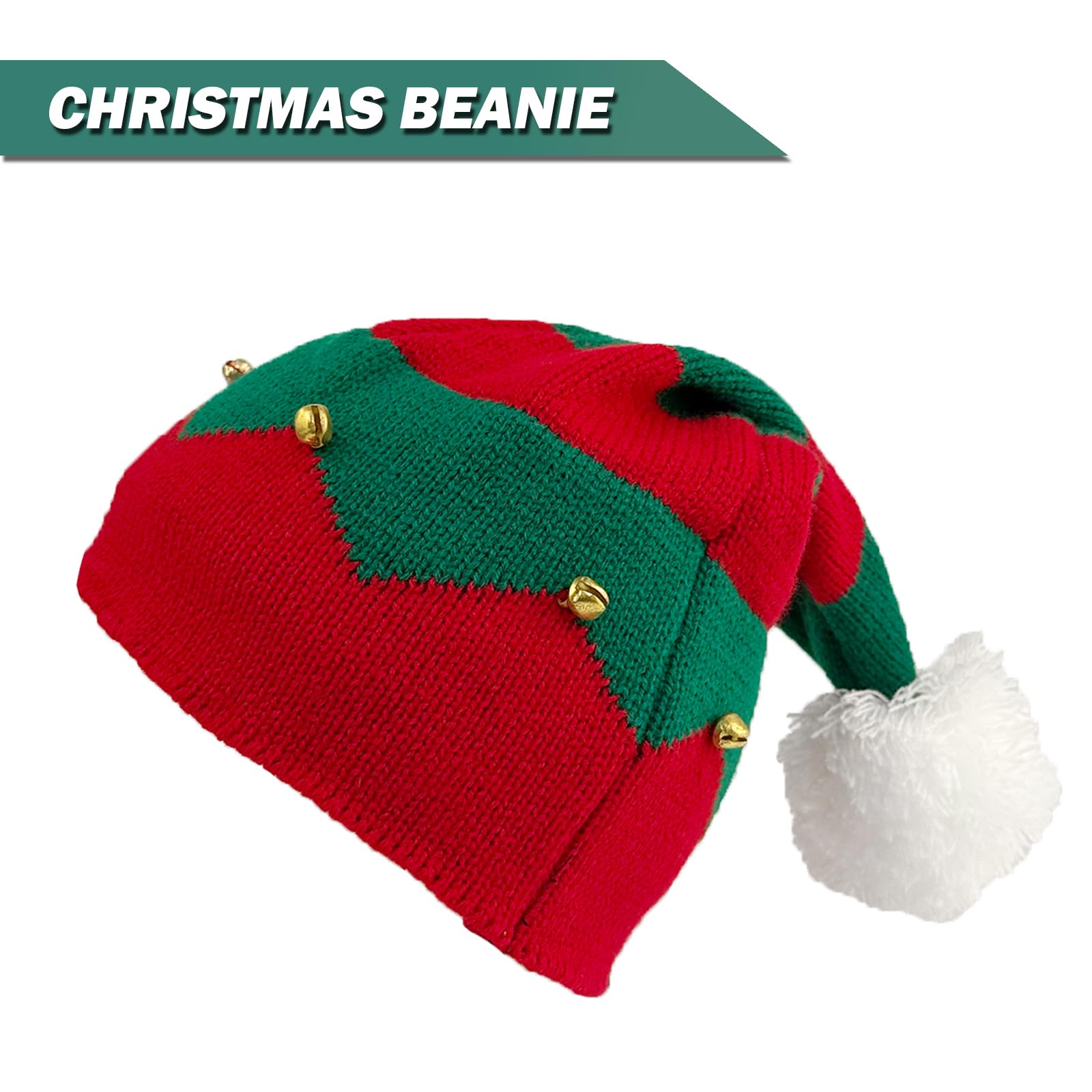 TAGVO 3 Pieces Christmas Hat Scarf Gloves Set, Winter Christmas Equipment, Xmas Knitted Hat Set, Elf Santa Hat Scarf Gloves for Party - Image 2