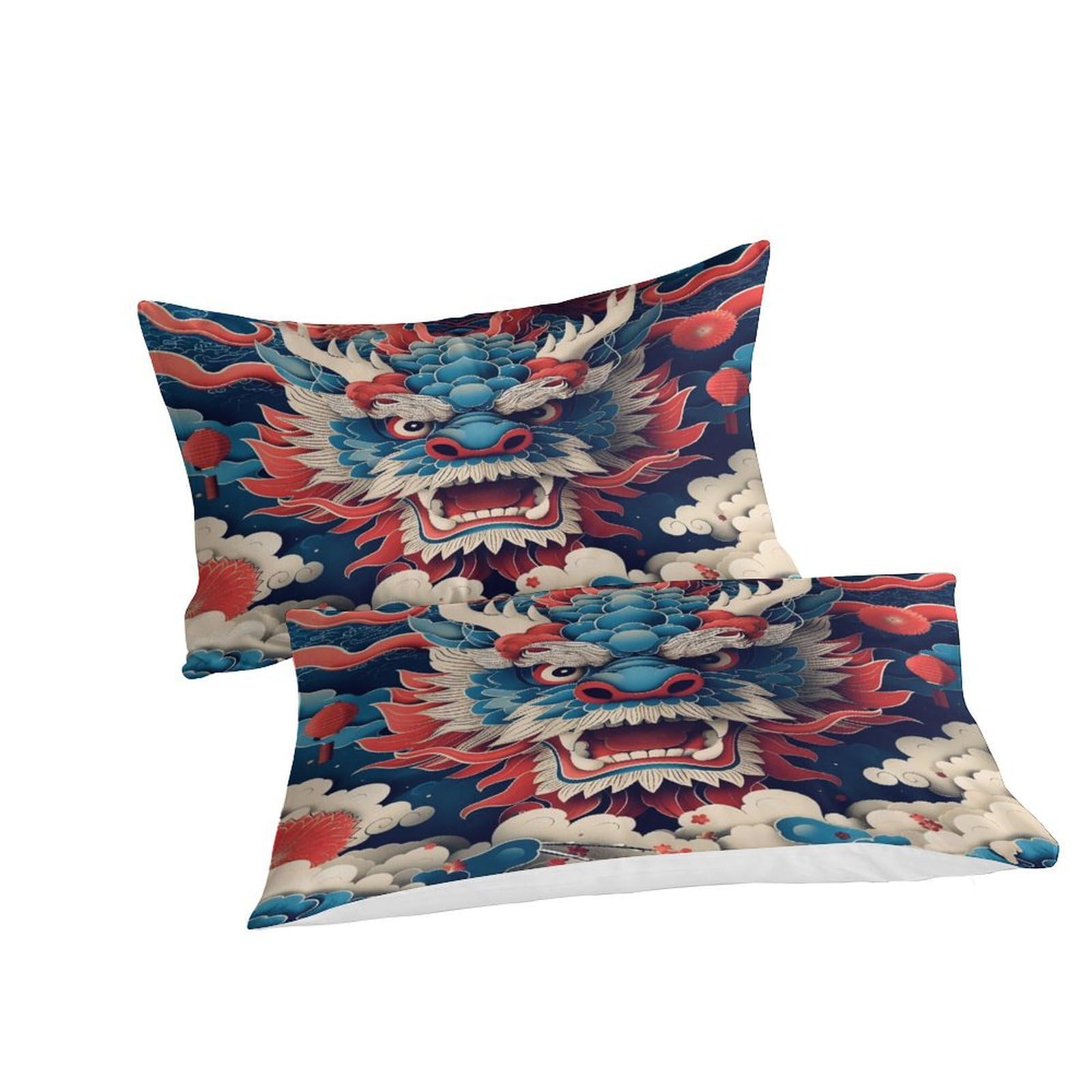 Stampato in 3D Loong cinese Copertina Stampata Microfibra Disegnata Biancheria Da Letto Con Chiusura A Cerniera Con 2 Federe,Double（200x200cm）, Per Adolescenti E Adulti