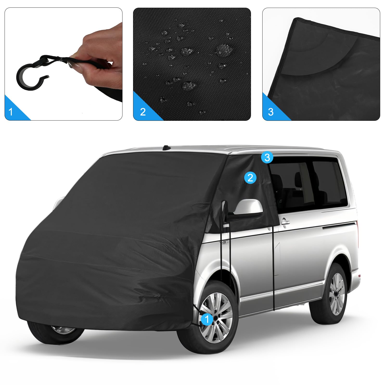 Copertura per Parabrezza per VW T5 T6, Impermeabile Antighiaccio Antigrandine 420D Telo Copri Anteriore Camper Protezione UV Protezione Della Privacy