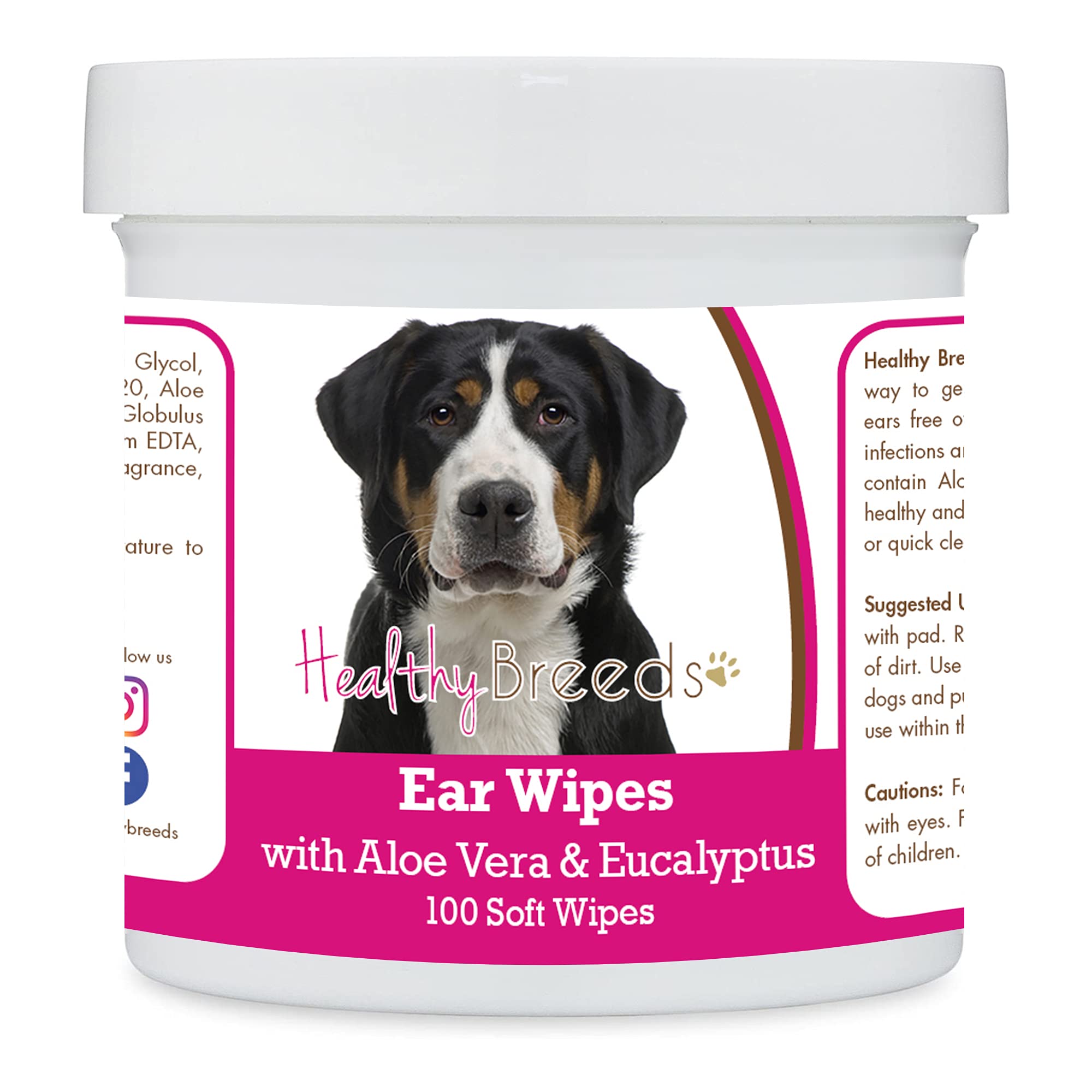 Healthy Breeds Greater Swiss Mountain Dog Ear Cleaning Wipes with Aloe &amp; Eucalyptus for Dogs 100 Count