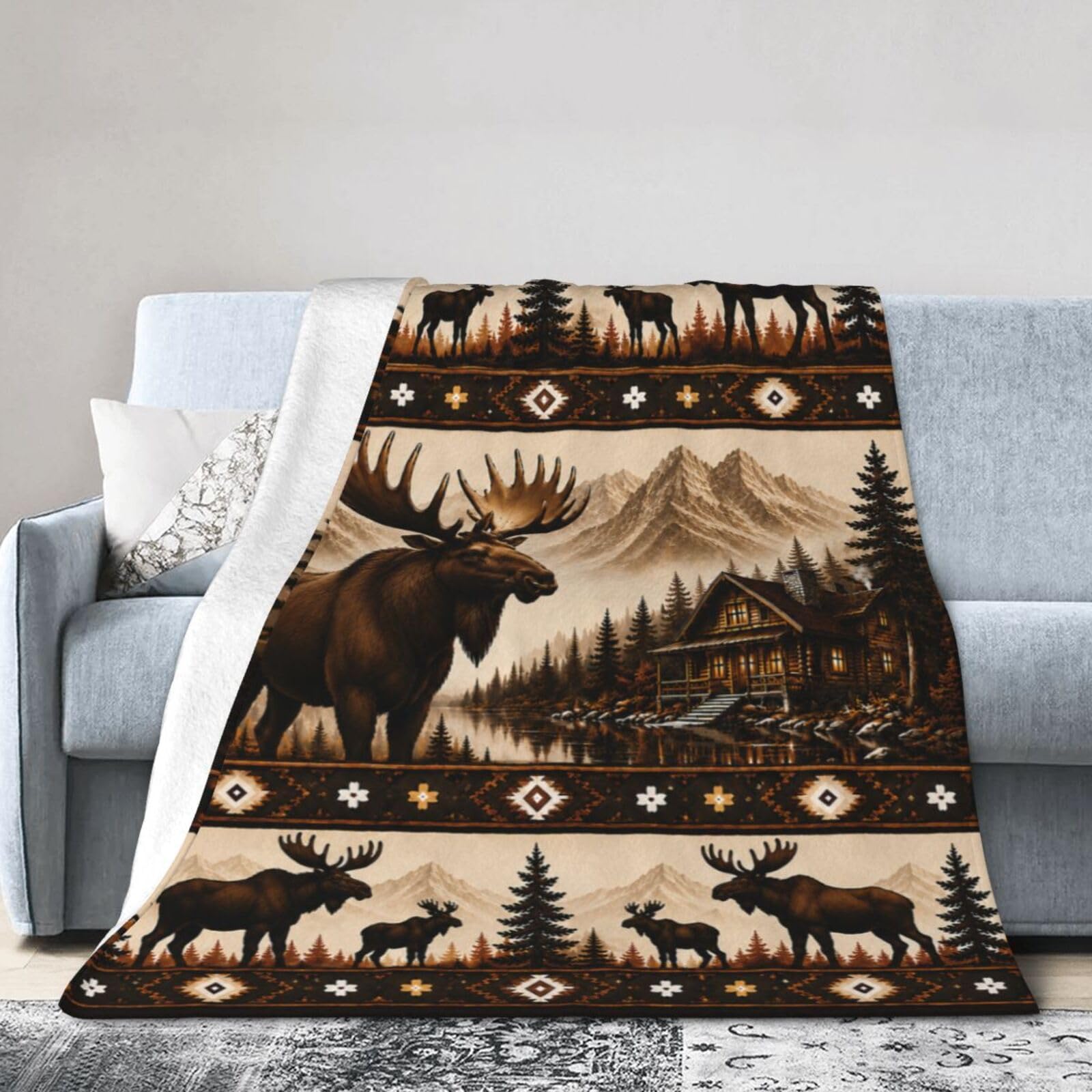 Dynova Cabin Moose Throw Blanket 50"X40"