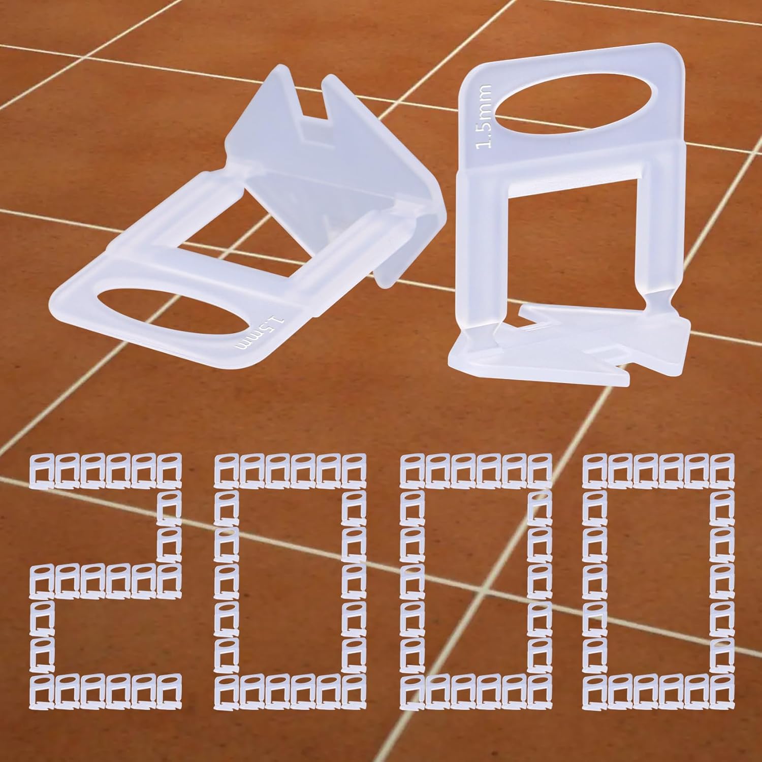 2000 PCS Tile Leveling System Clips 1/16''(1.5mm) 2000-Piece Tiles Leveler Spacers Tool for Professional Ceramic Tile and Stone Installation 1/16 inch 2000 Pcs