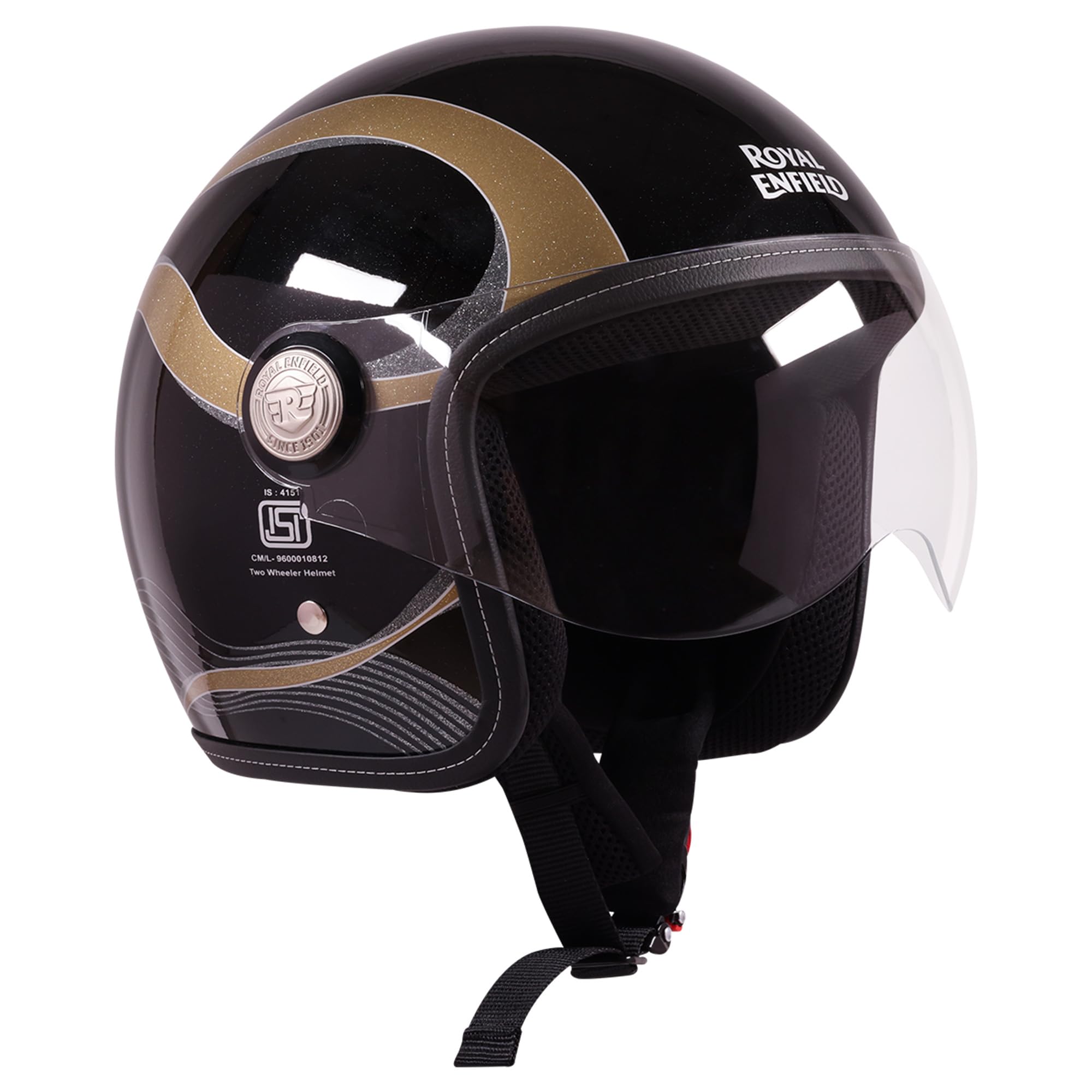 Royal Enfield PE Astral Half FACE ABST ID ABS GL Gold L60 | Fit: Regular | Certification: ID | Material : ABS | Type: Half Face EPS Liner for Better Shock Absorption | Gender: Men's