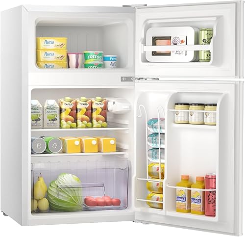 Miniatura 2 de Antarctic Star - Mini refrigerador compacto para congelador, pequeño refrigerador doble de 2 puertas ajustable con estantes de acero inoxidable