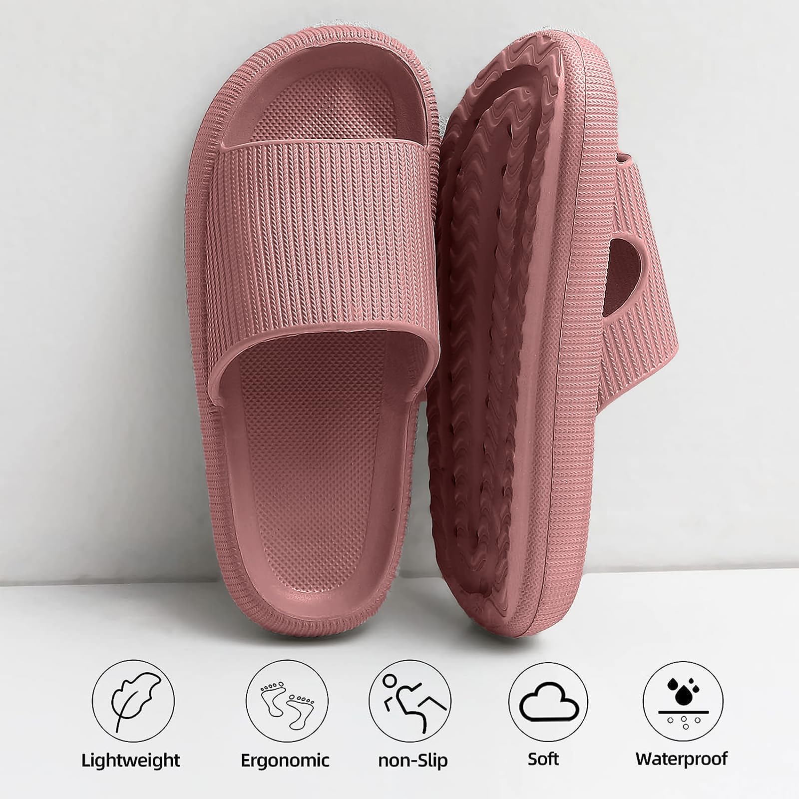 Badeschuhe Damen Herren Original Badeschlappen Sommer Pantoletten Slides Sandalen Elegante Cozy Hausschuhe Schlappen Unisex Weiche Sohle rutschfest Slippers