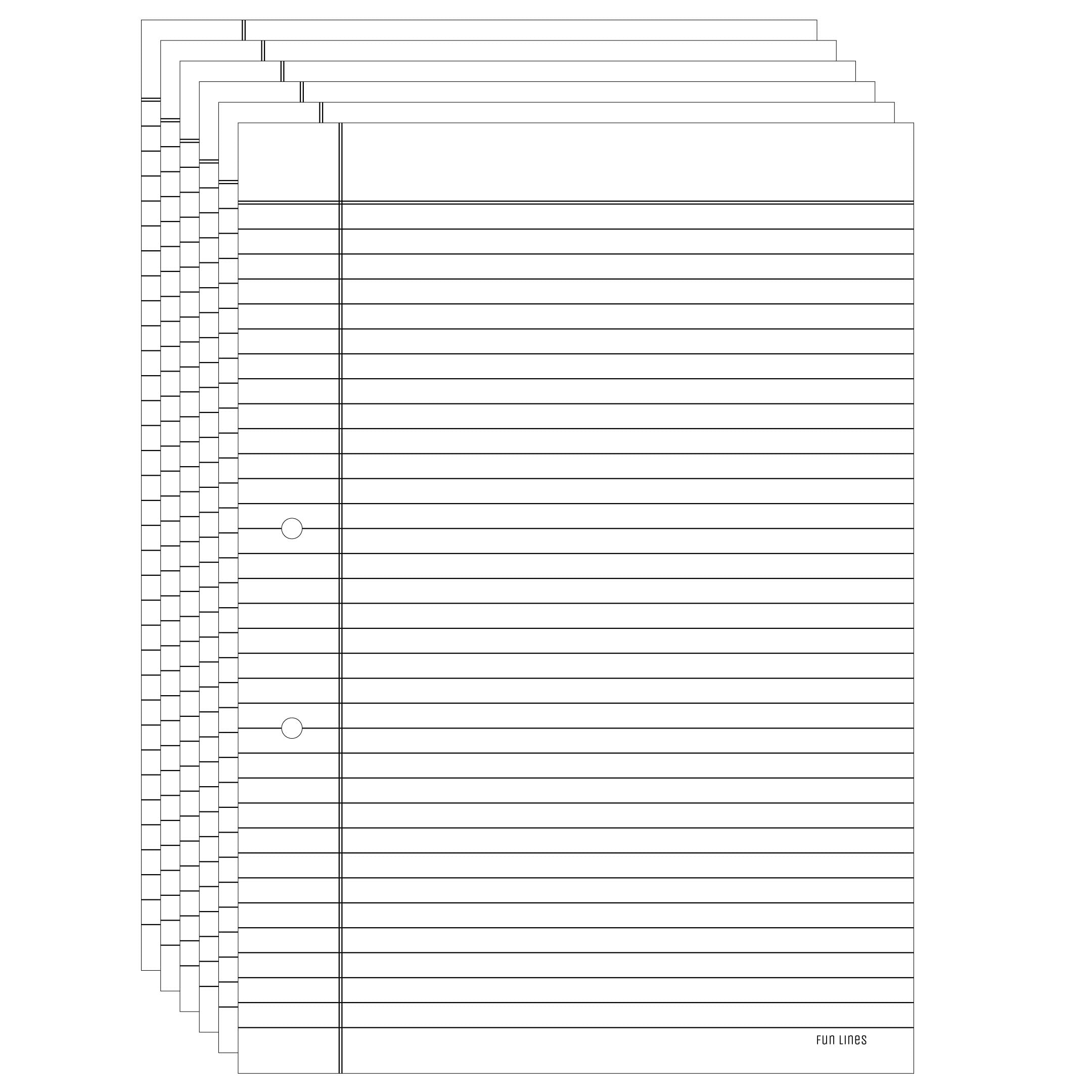 Fun Lines Premium A4 Pre-Punched Ruled Sheets I Both Side Ruled I For Projects, Assignments,Holiday homework,Notes- Pack of 100 (A4 Ruled + Pre-Punched)
