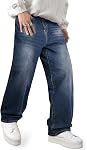 JMIERR Pantalon en Denim avec Poche, Bouton, Confort, Pantalons Hip Hop, Élasticité, Streetwear, Panty de voyage, Extérieur, Détendez-vous