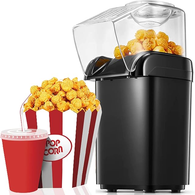 Popcorn Maker, HOUSNAT Upgraded 1200W Electric Popcorn Machine, 2 Minutes Qucik Popping, Hot Air Popcorn Popper for Fat-Free and Healthy Snacking, for kids, Movie Nights, Parties