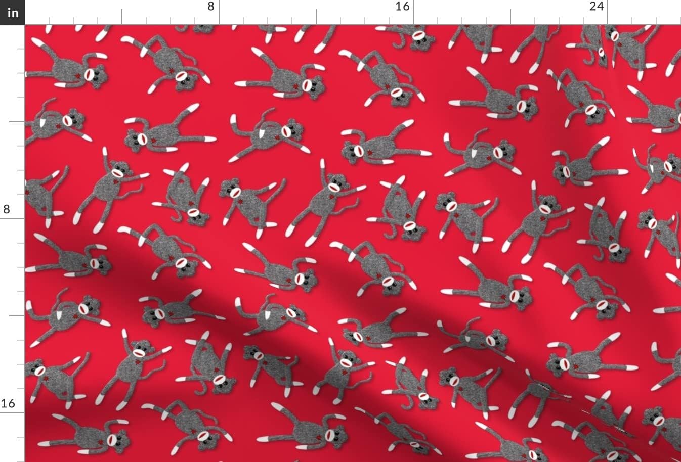 Spoonflower Fabric - Monkey Red Party Teal Heart Playful Animals Whimsical Printed on Upholstery Velvet Fabric Fat Quarter - Upholstery Home Decor Bottomweight Apparel