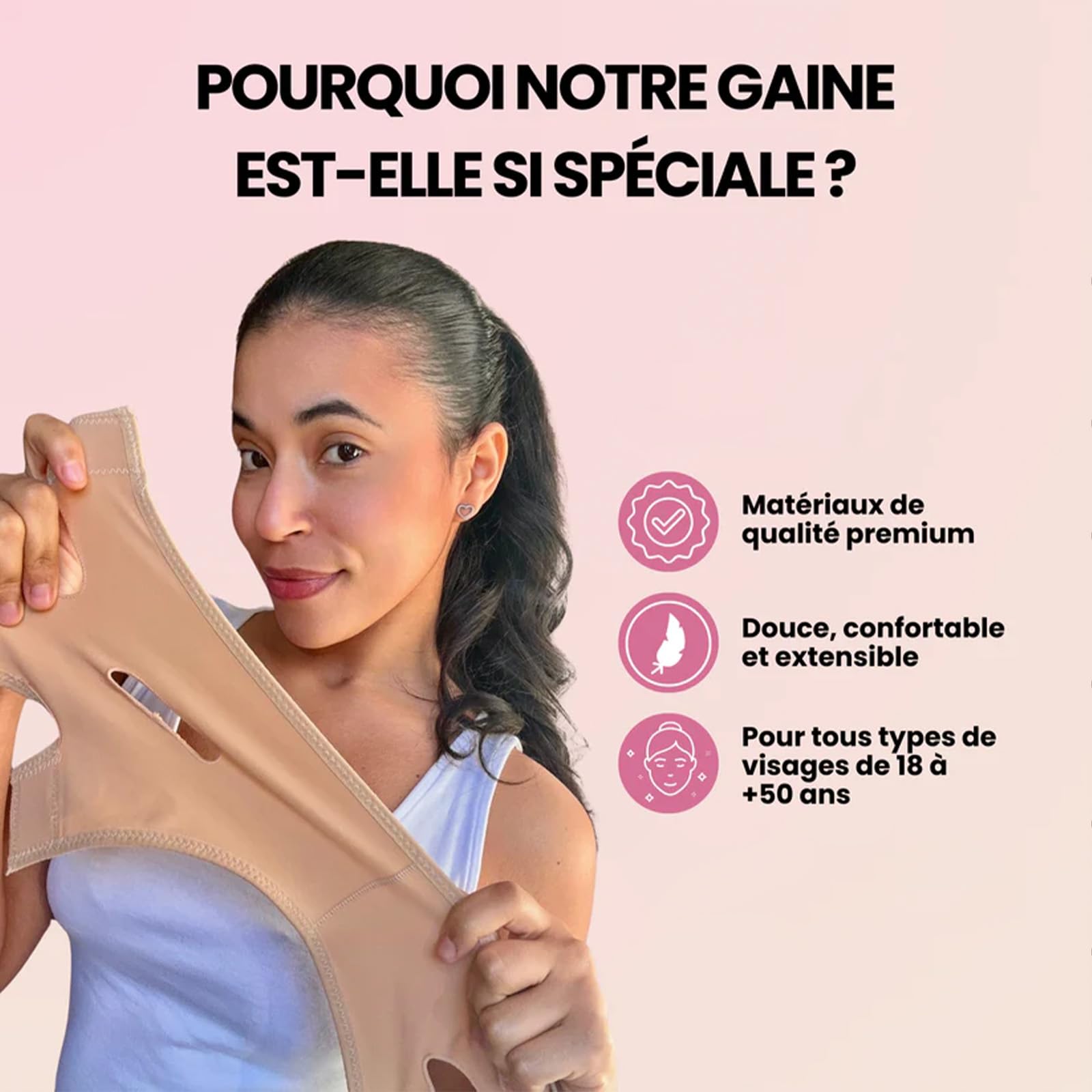 Sweetlifty Visage, Bande Raffermissante Pour Le Visage, Améliore Le Contour Du Bas Du Visage, Tissu Élastique Et Respirant, Convient À Tous (S)