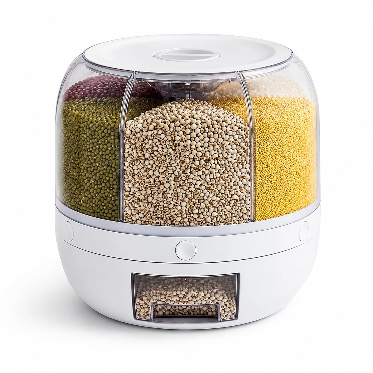 Dravizon 6-Grid Rotating Food Dispenser - Rotating Rice Bucket Rice St