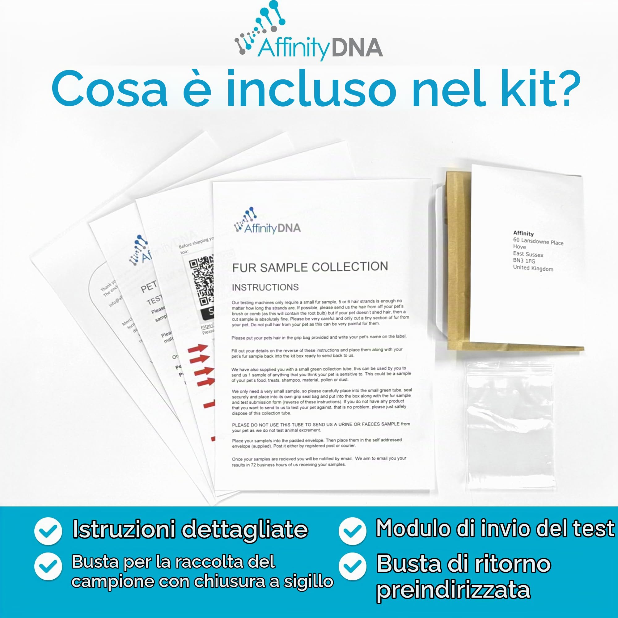 Test per Gatti intolleranza a 200 Articoli Alimentari e Non | Kit Raccolta Campioni per 1 felino | Risultati in 5-7 Giorni lavorativi | Kit Completo Senza Costi aggiuntivi