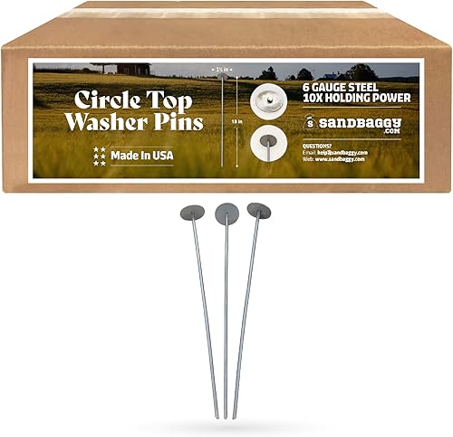 Sandbaggy Pines superiores circulares de 18 pulgadas  Grapas para paisaje, grapas SOD, estacas de jardín, pasadores de barrera de malezas (más