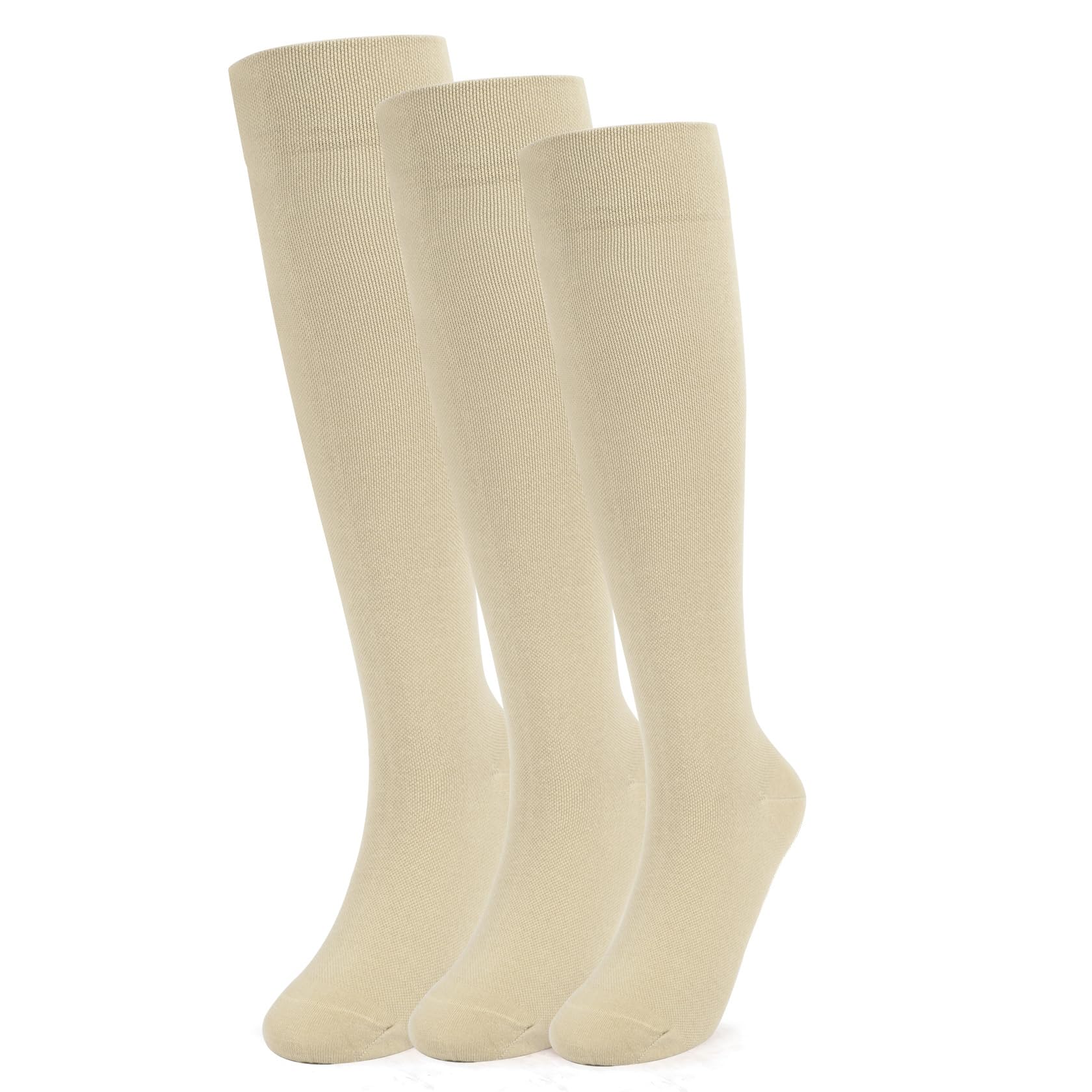 3 Pares de Calcetines de Compresión para Mujer y Hombre - Calcetines Altos Hasta la Rodilla con Soporte Graduado para Enfermería y Vuelo