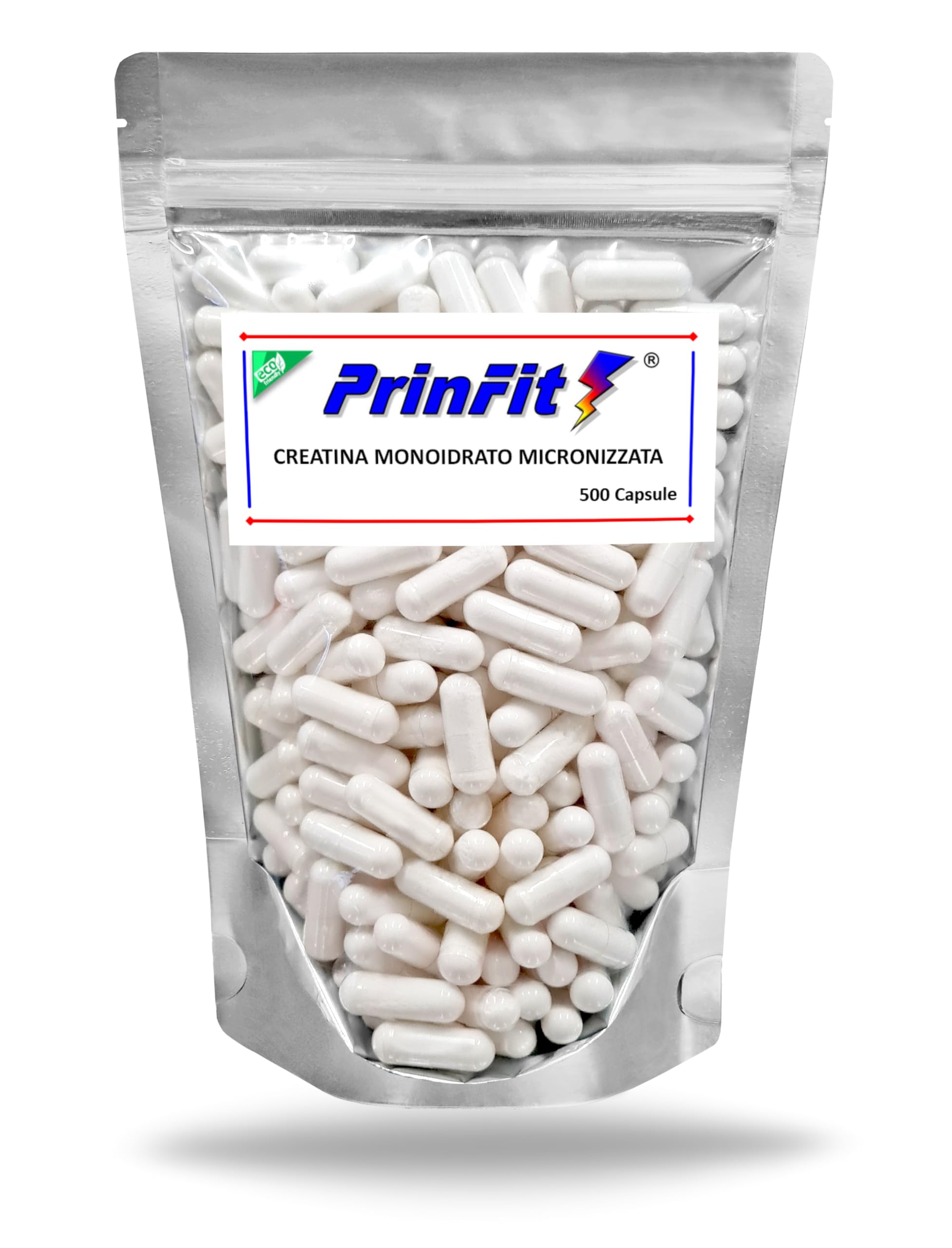 500 capsule di Creatina monoidrata micronizzata ad alto dosaggio - pura in polvere senza additivi, MERCURIO FREE testata in laboratorio per Palestra, Sport, Fitness e Pre Workout - Creatine Monoidrato