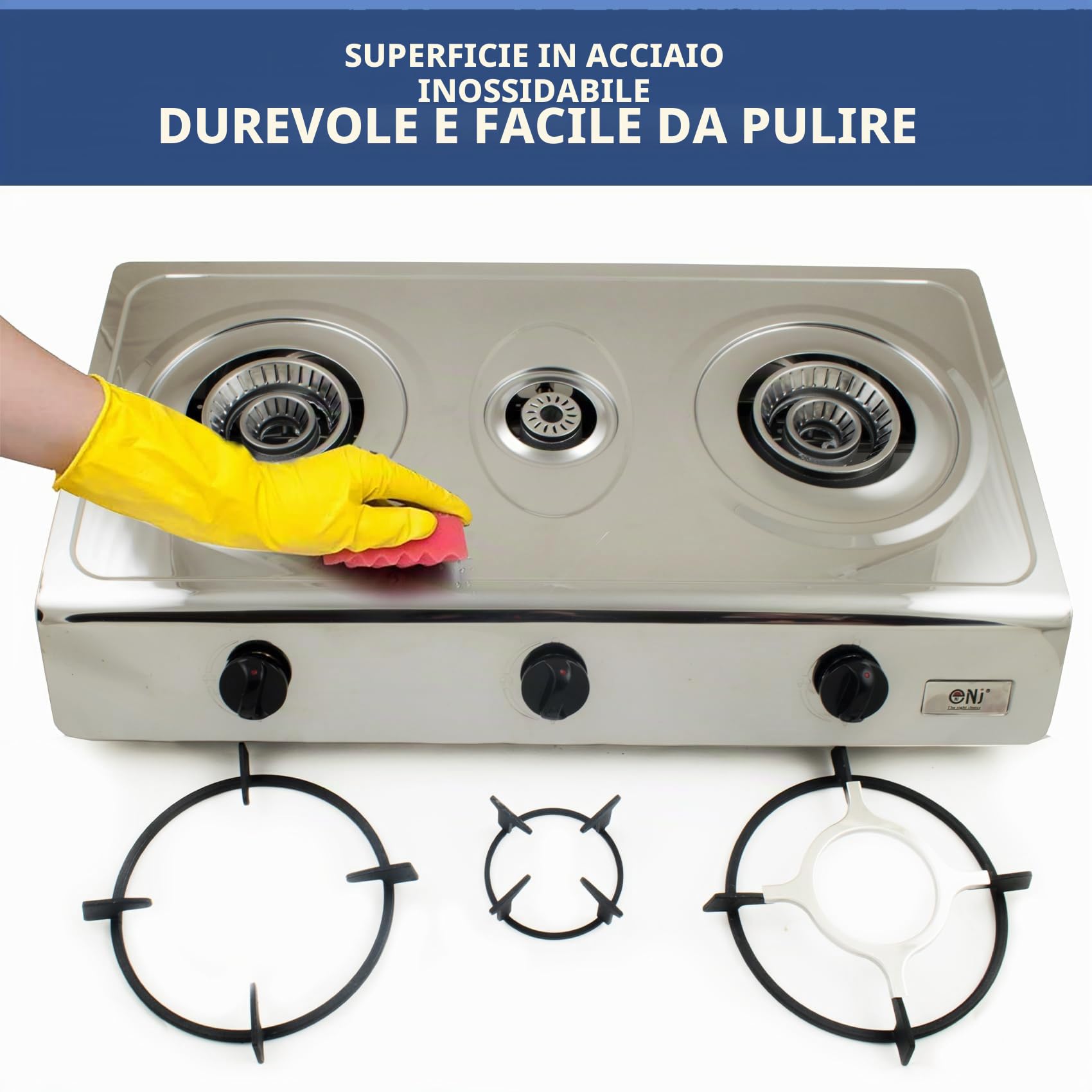 Fornello a gas per interni NJ-3SD - 3 fuochi GPL fornello portatile piano cottura