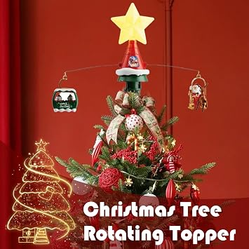 Christmas Tree Rotating Topper, Musical Christmas Tree Topper Rotating Led, Rotatings Trees Top Decoration, LED Light Ornament, Winter Party Supplies For Festive Home Decor Celebration