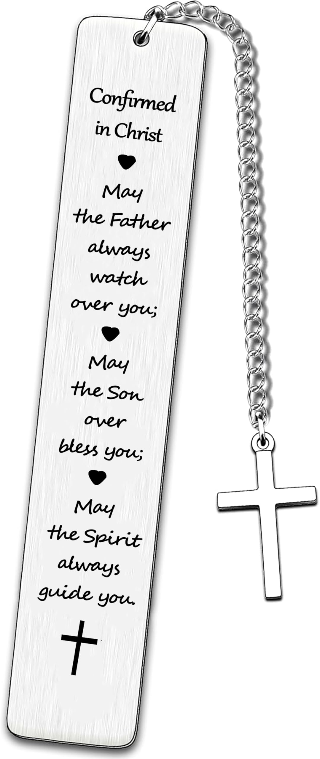 Posoto Unisex Kids Silver 1Pcs Christian Bookmark Gifts Confirmation Communion Gifts For Girls Boys Bible Verse Bookmark For Women Men