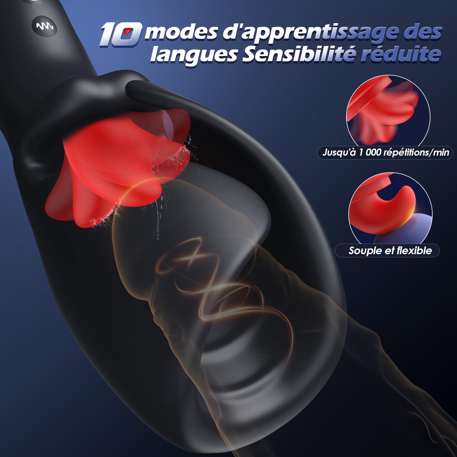 Masturbâteur Homme Mains Libres, Coupe ouverte Vibromasseur Masturbateurs Masculins Sextoy Homme avec 10 Modes lécher la langue 10 Vibrations & APP, Sextoyse Homme Sex Automatique Masturbeuse Masculin