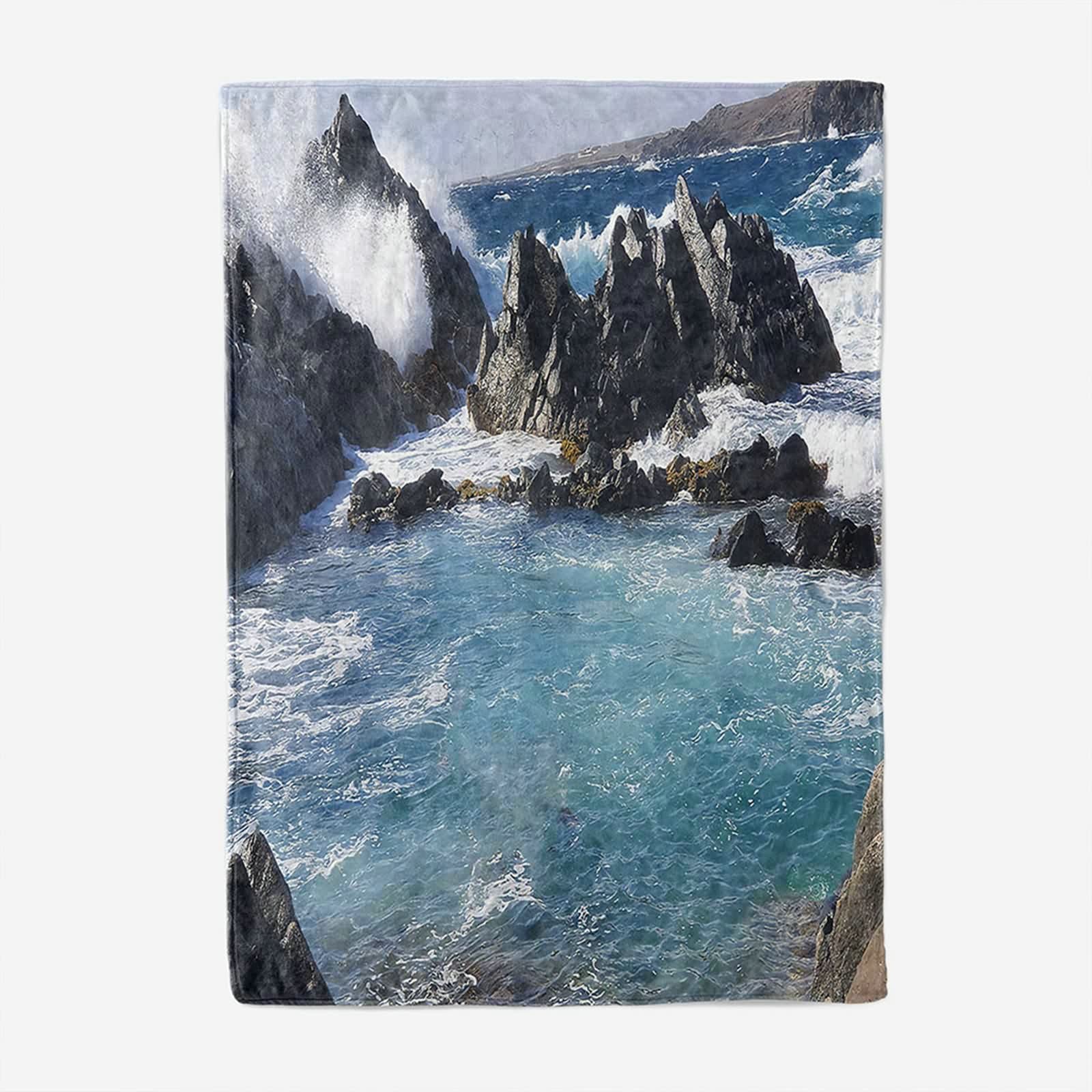 Aeici Couverture Polaire, Couverture Imprimée Enfant Couverture 160x200 cm Rivière de Montagne Couverture Canapé Hiver Cadeau pour Adultes et Enfants