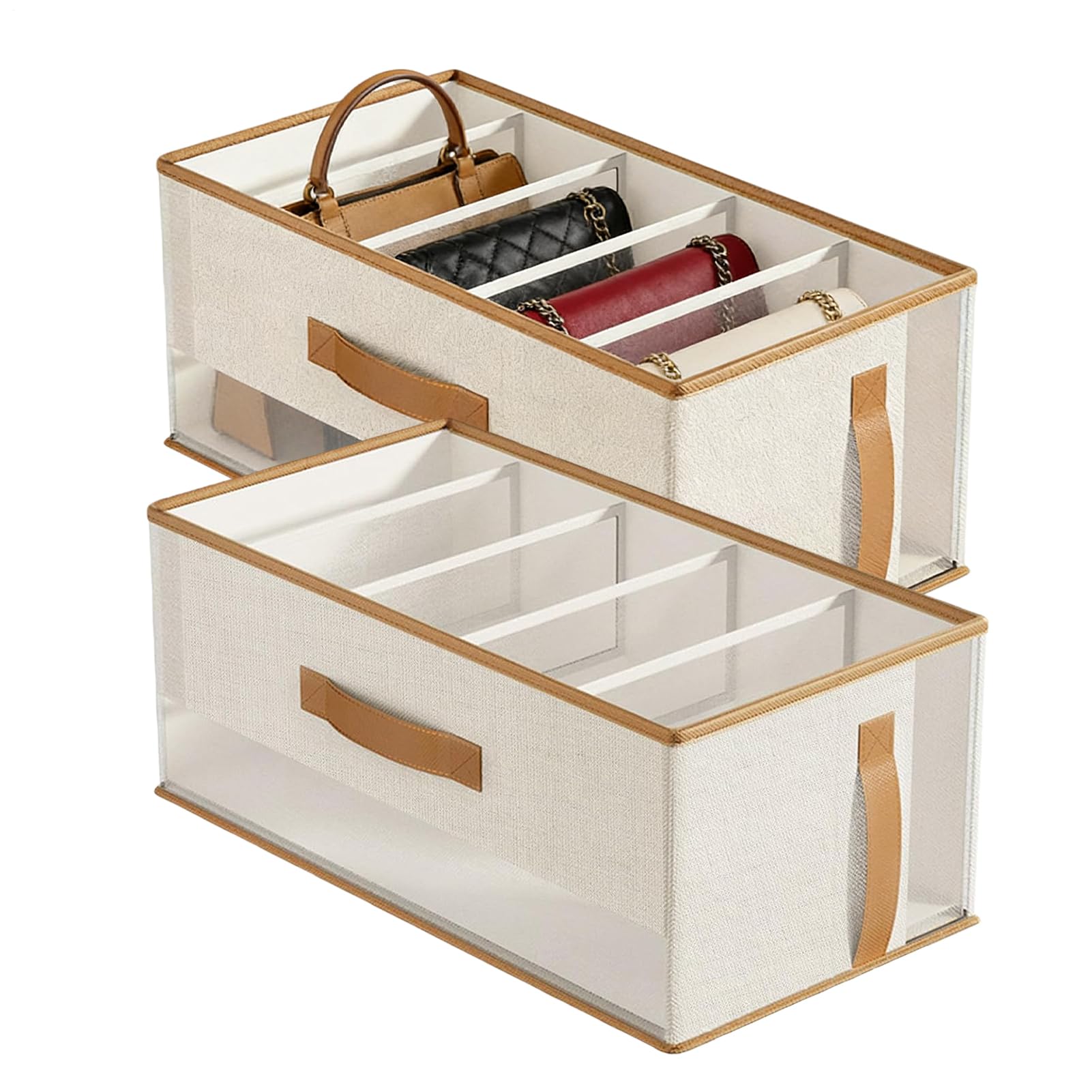 Organisateur de sacs à main pour armoire avec séparateurs réglables en plexiglas transparent