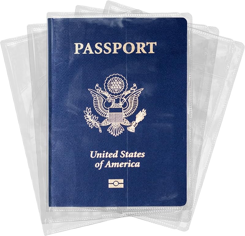 5 Pcs Clear Passport Protector Holder Passport Cover Vinyl ID Protector | Waterproof, Plastic, For Travel Document Credit Card