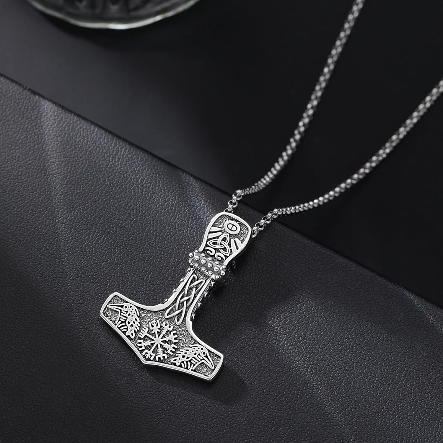 Tetragrammaton/Thors Hammer/Viking Axe/Jewish/Yahweh Necklace for Men 925 Sterling Silver Viking Norse Pagan Jewelry Gifts for Women