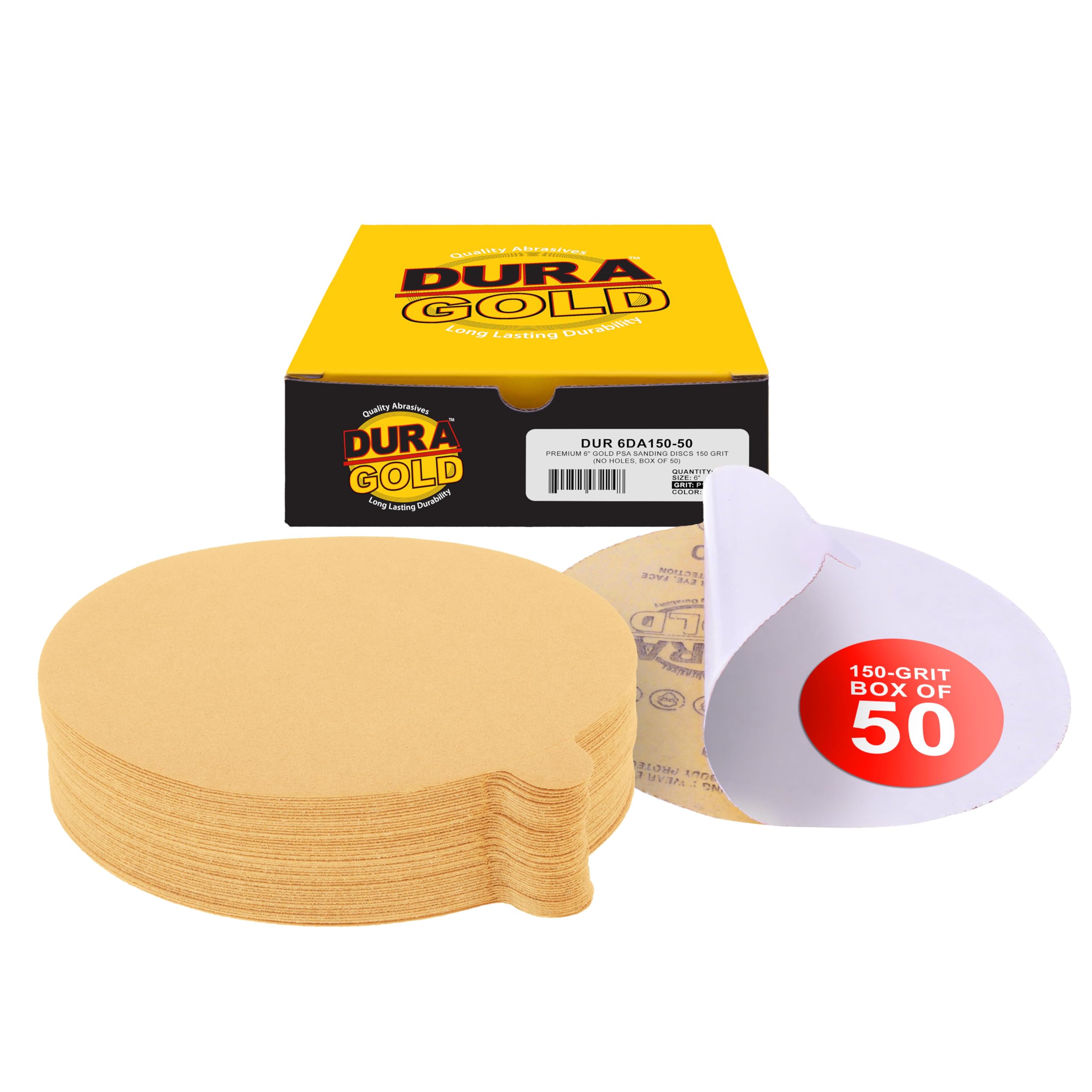 150 Grit DURA-GOLD 6" PSA Disc DA Sander Sandpaper Roll-image-47