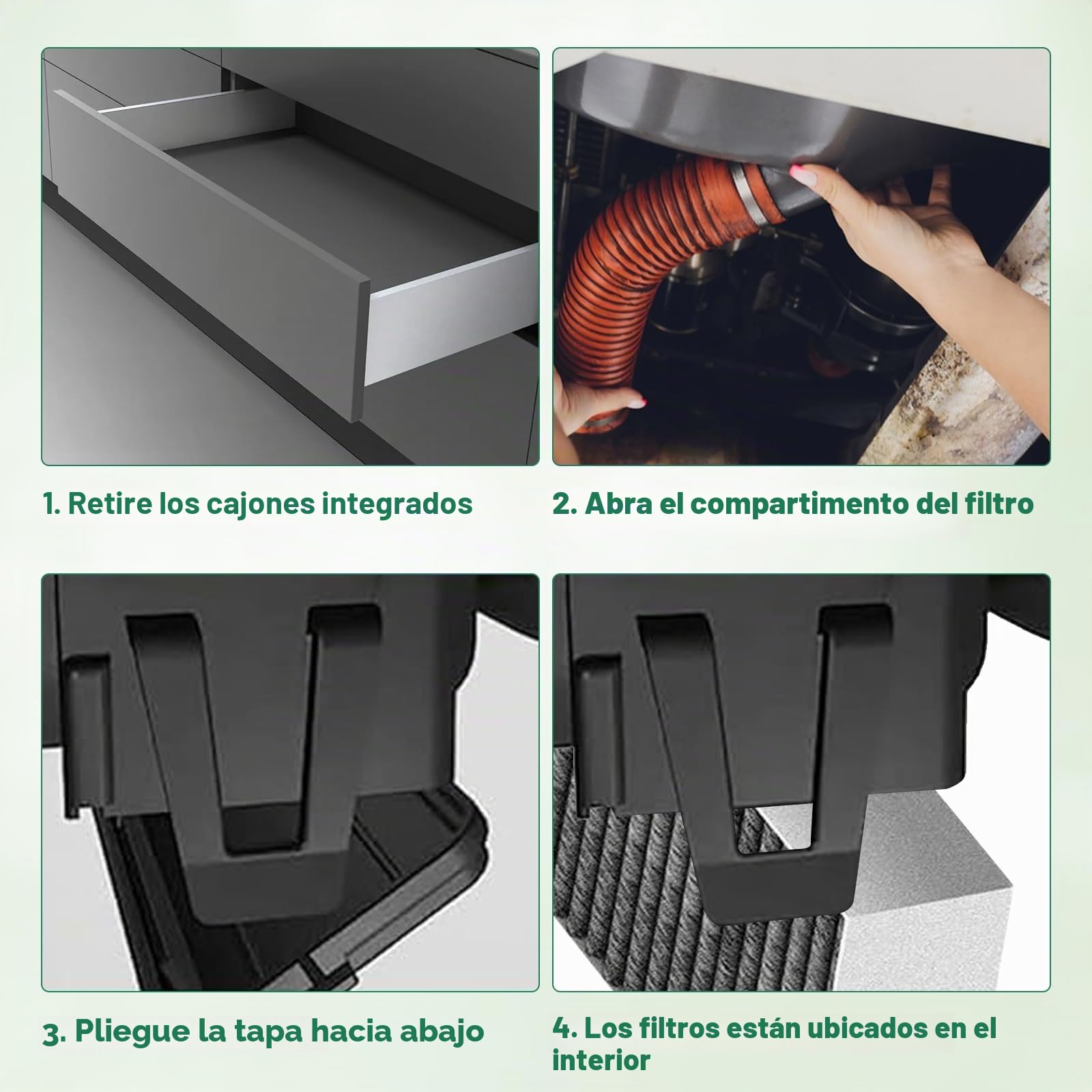 8 piezas de filtros de carbón activo para Bosch HEZ9VRUD0 17004811 / Siemens HZ9VRCR0 / Neff Z821VR0 / Gaggenau CA282111 / Constructa CZ9VRCR0 para filtro de campana extractora de recirculación