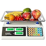 Price Computing Scale 88lb/40kg LCD Digital Commercial Price Scale with Stainless Steel Platform,Produce Scale & Food Scale for Farmers Market, Retail Outlets, Meat Shop (Tray)