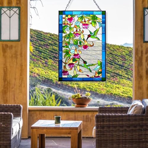 Miniatura 5 de VEWOGARDEN Colgadores para ventana de cristal de colibrí, panel atrapasoles con cadena + 12.7 pulgadas de metal para colgar en la pared del sol