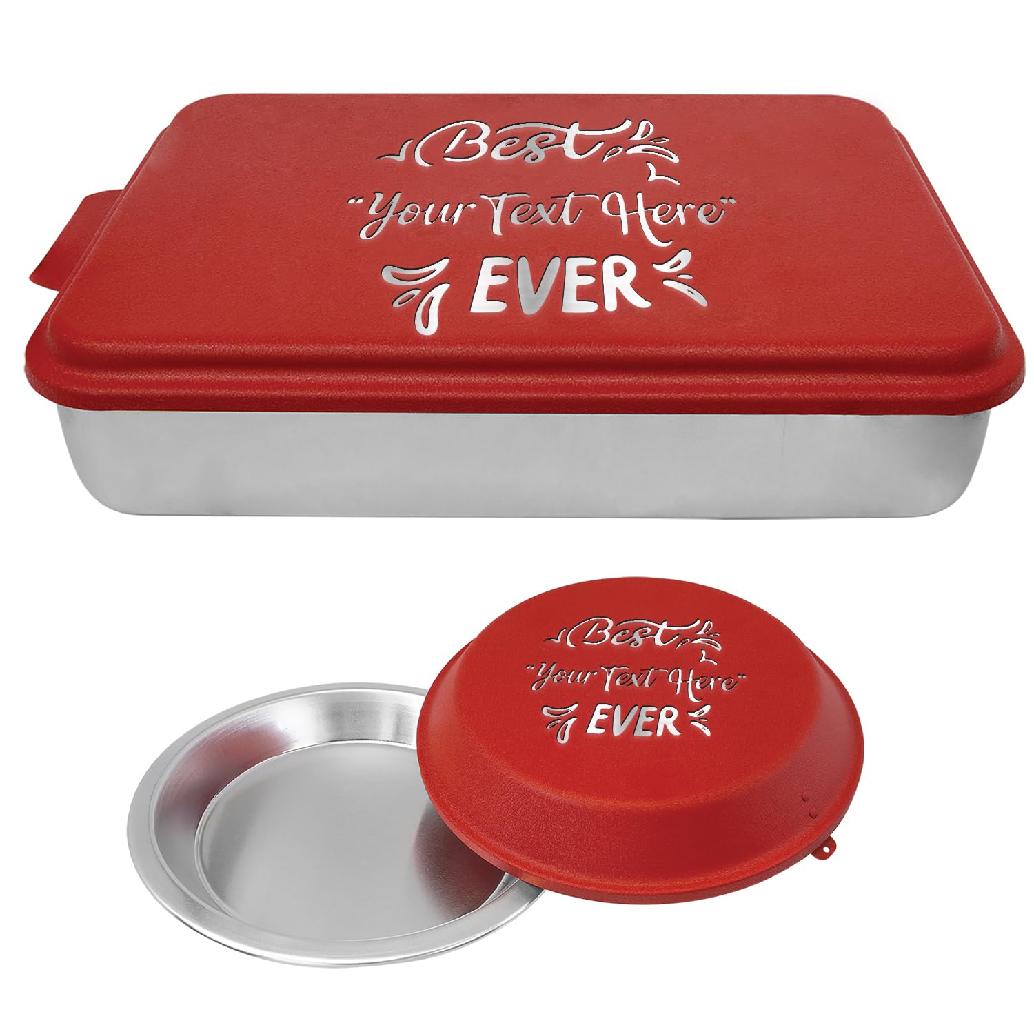 Personalized Aluminum Cake Pan with Lid by iProductsUS – Custom Engraved with 8 Unique Designs for Birthdays, Mother's Day - Made In USA - Ideal for Baking & Gifts - (9