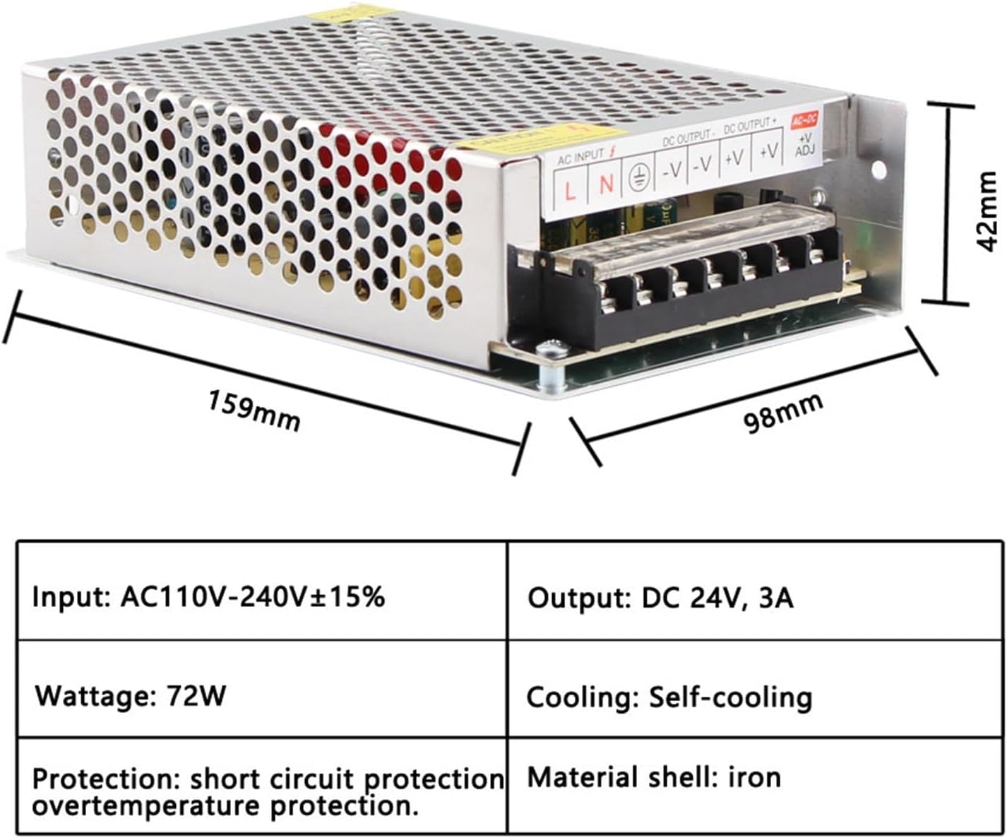 5V 12V 24V Power Supply 1A 3A 4A 5A 10A 15A 20A 30A 220V to 5V 12V 24V Power Supply 5 12 24(15A,DC5V)