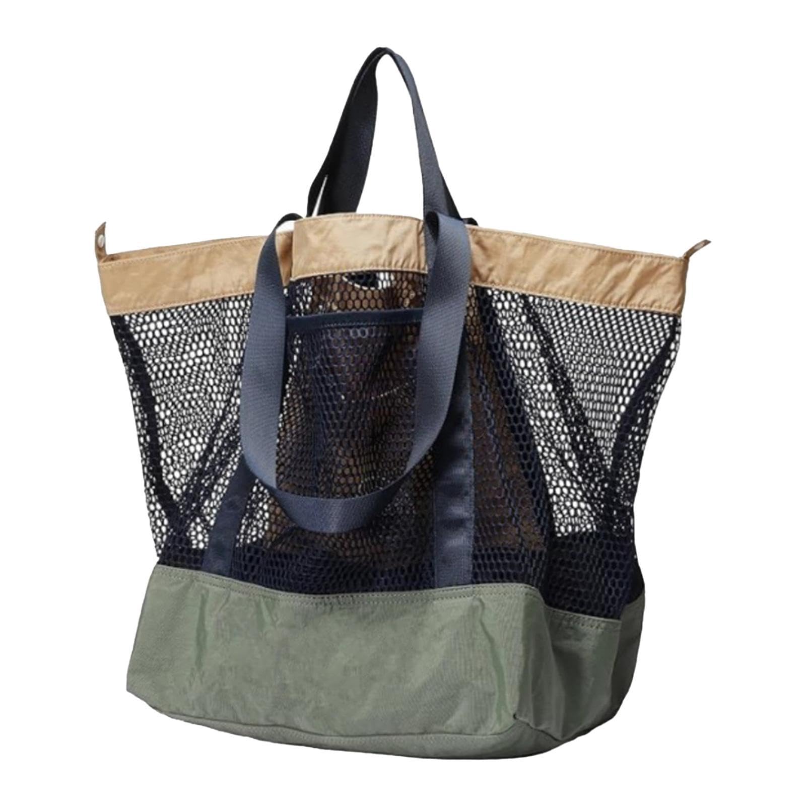 Mesh Beach Bag Casual for Women Shoulder Bag for Vacation Essentials Outdoor Gray Green-image-7