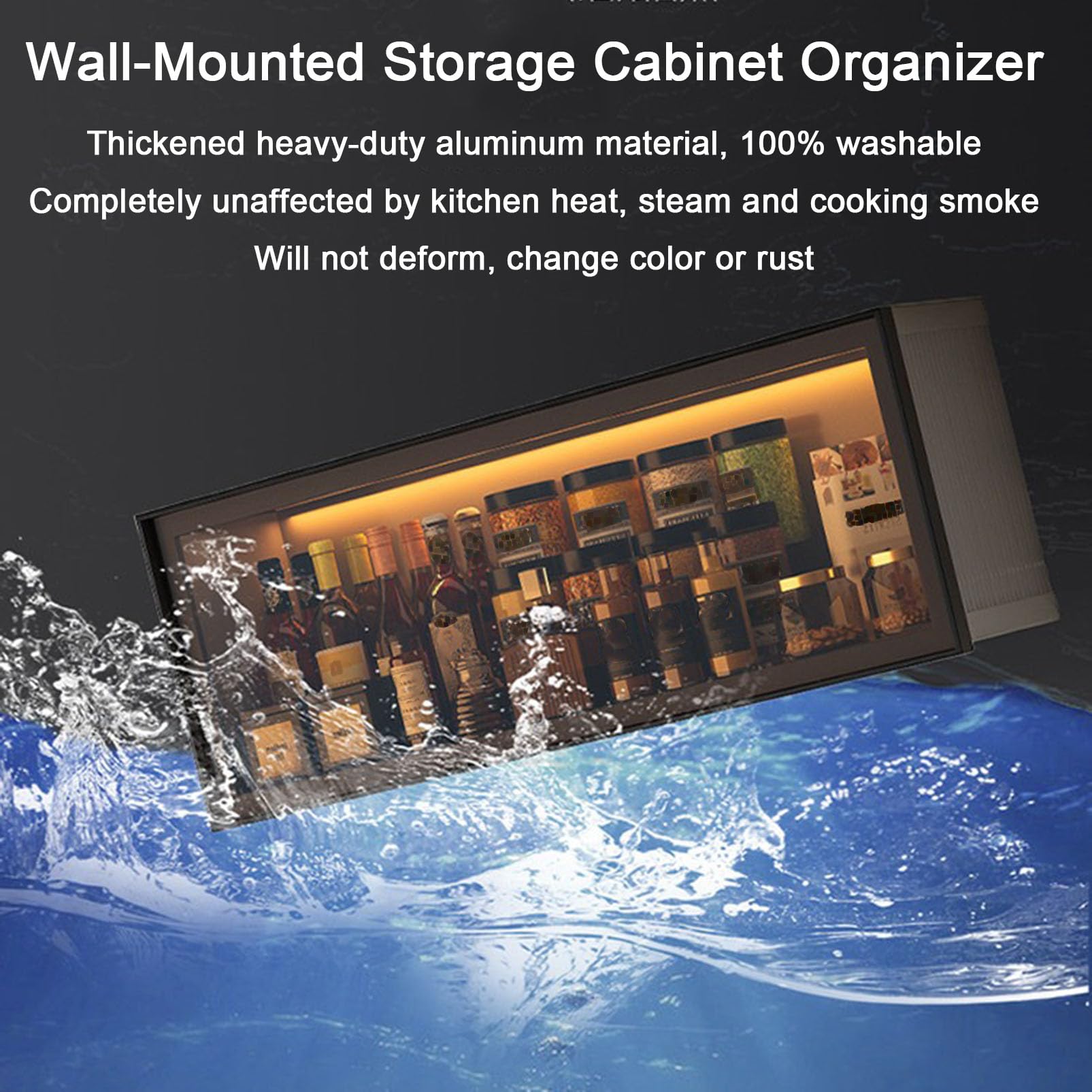 Armoire de Rangement Murale Peu encombrante, Armoire de Garde-Manger de Cuisine avec Porte en Verre trempé, Organisateur Robuste pour épices/Assiettes/Tasses