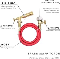 Vista 2 de Antorcha de MAPP de latón/Antorcha de propano con manguera de 60 pulgadas para soldadura