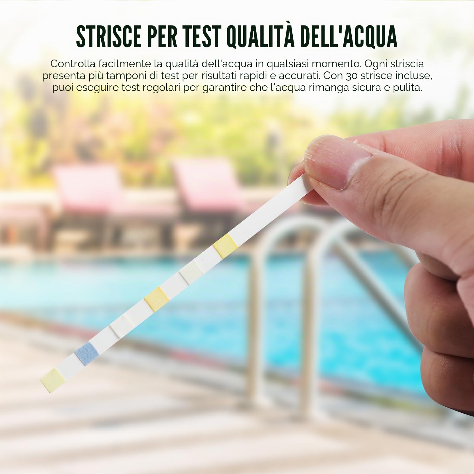 Kit di test digitale 7 in 1 per piscina: misura pH, cloro libero/totale, bromo, alcalinità, durezza, acido cianurico con display LCD e registratore per piscine, spa, idromassaggio