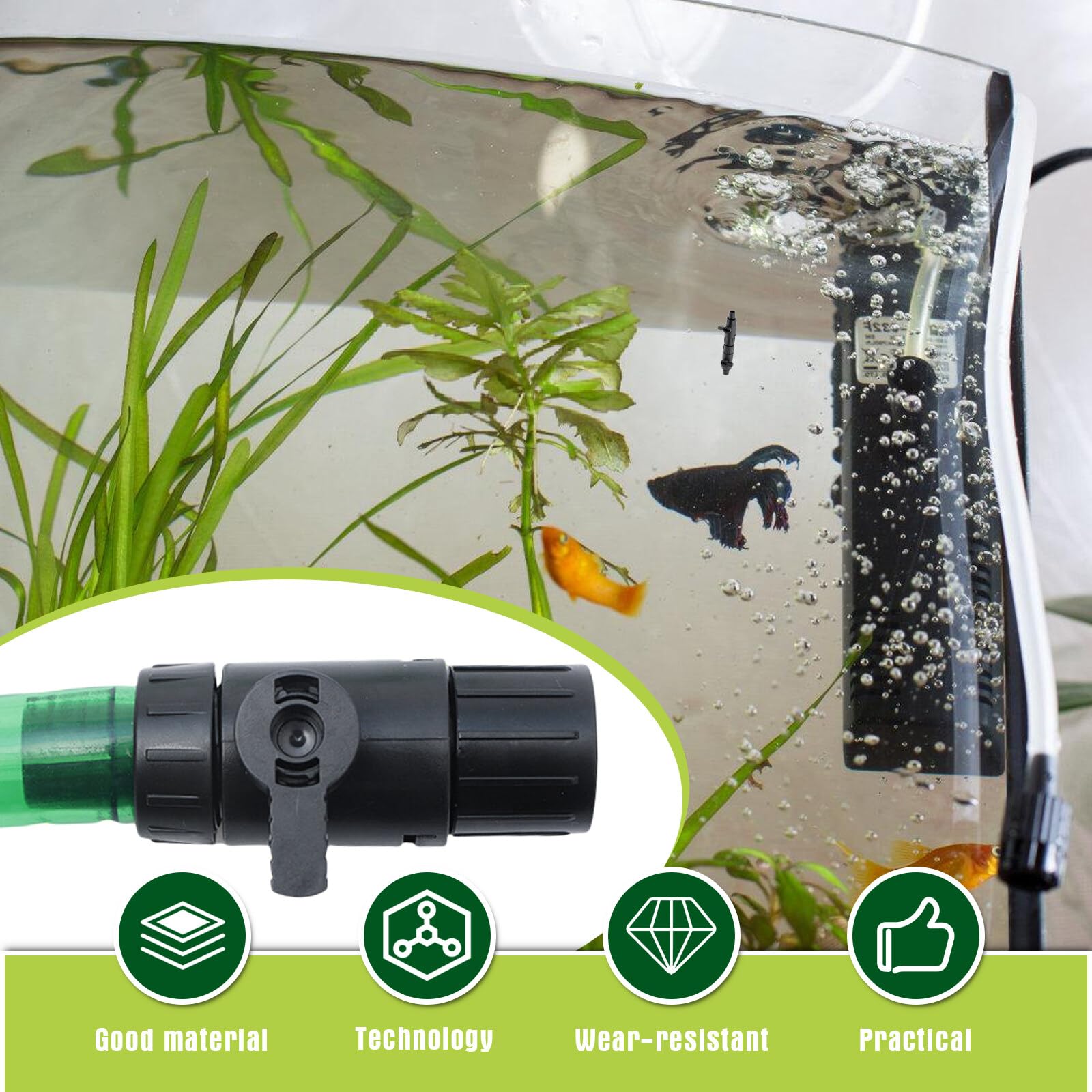 Aicharynic - Válvula de control de flujo de agua (2 unidades, 12 mm a 16 mm), color negro