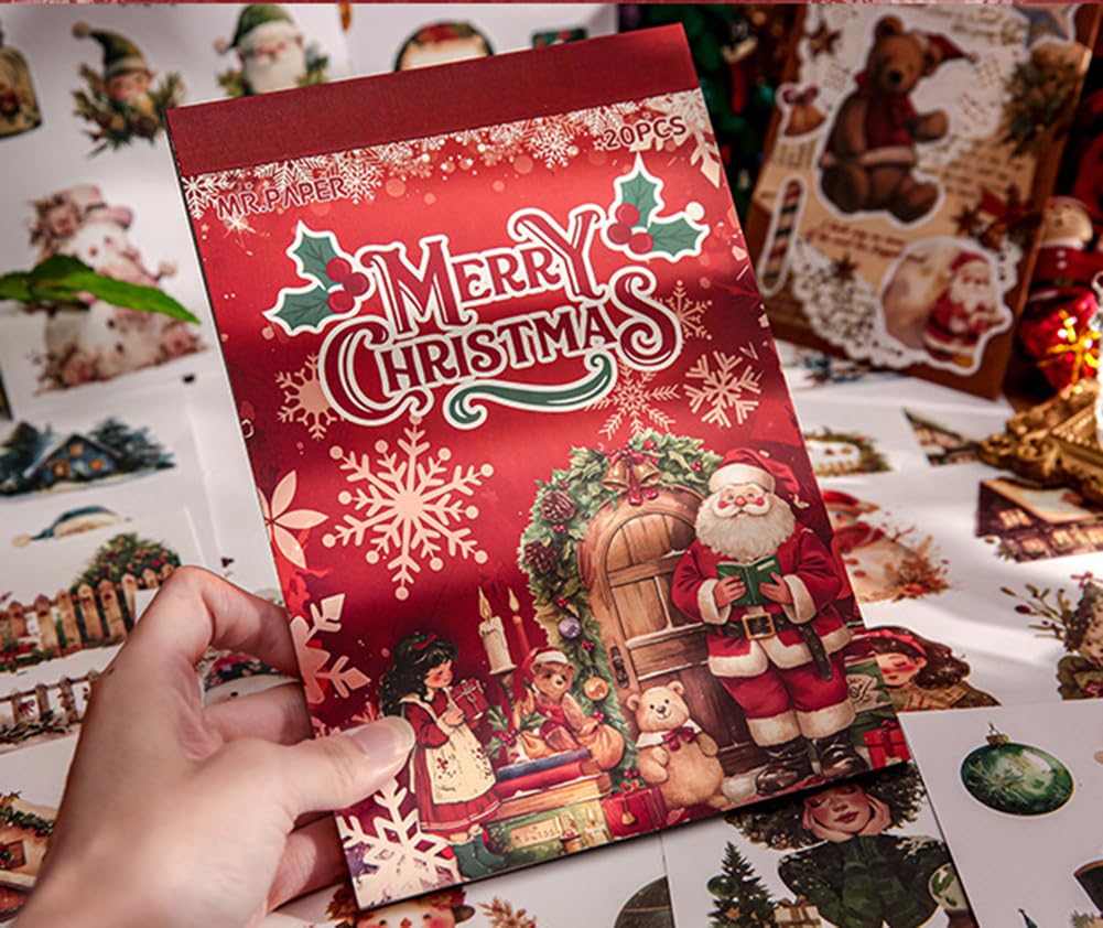 Lora Rossie Pre-Cut Vintage Aesthetic Journaling Stickers, Dual Material, Women People Scrapbook Stickers for Junk Journals, Scrapbooking (Christmas)