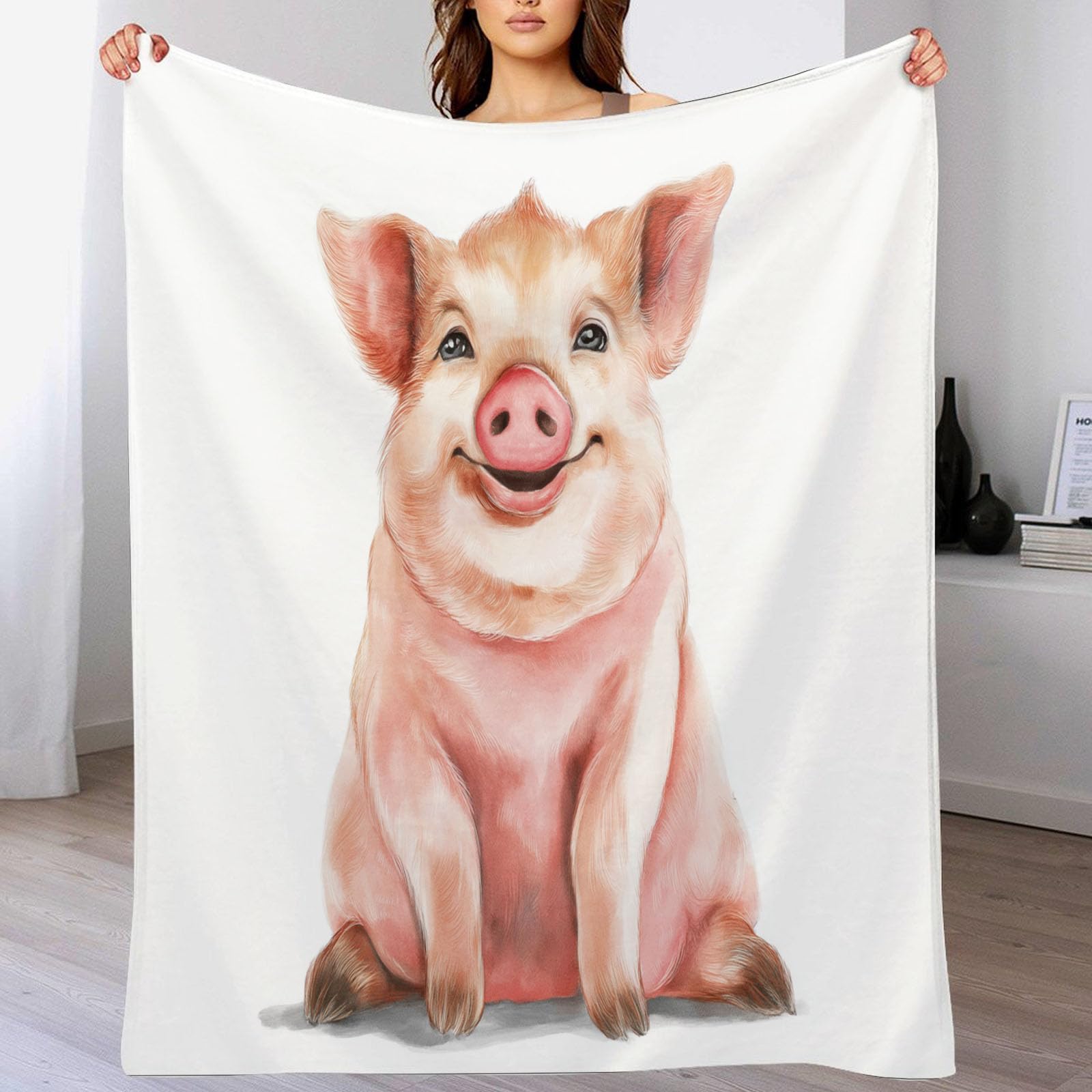 Jeté de Canapé Animaux Aquarelle Rose pour Soirée Cocooning au Salon