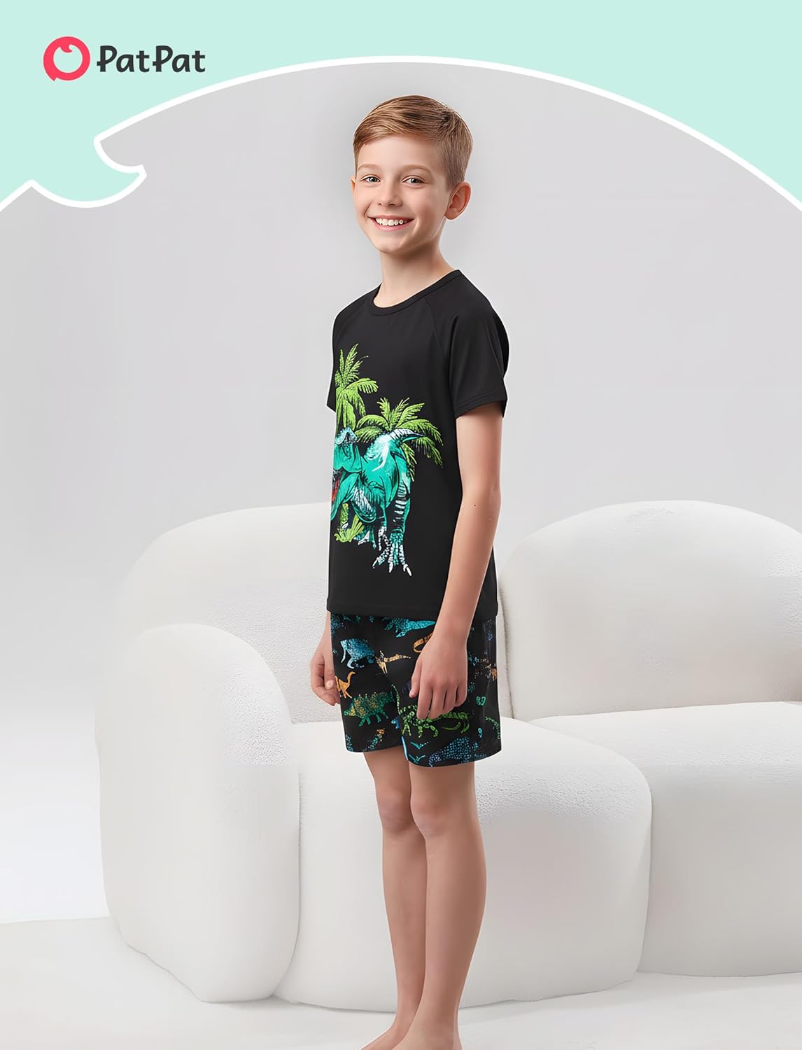 PATPAT Boys Pajamas Sets 2 Piece Soft Graphic Sleepwear Loose T-shirts with Shorts PJ Set Summer Lounge Wear for Kids - Image 2