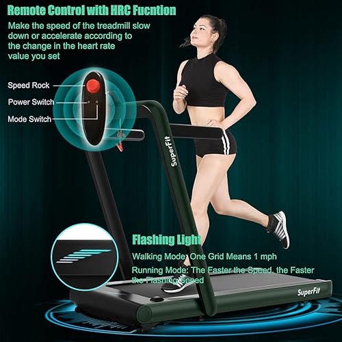 Miniatura 5 de GYMAX Caminadora plegable para debajo del escritorio, 4.75 HP 2 en 1 con control de frecuencia cardíaca, control de aplicación, pantalla táctil LED