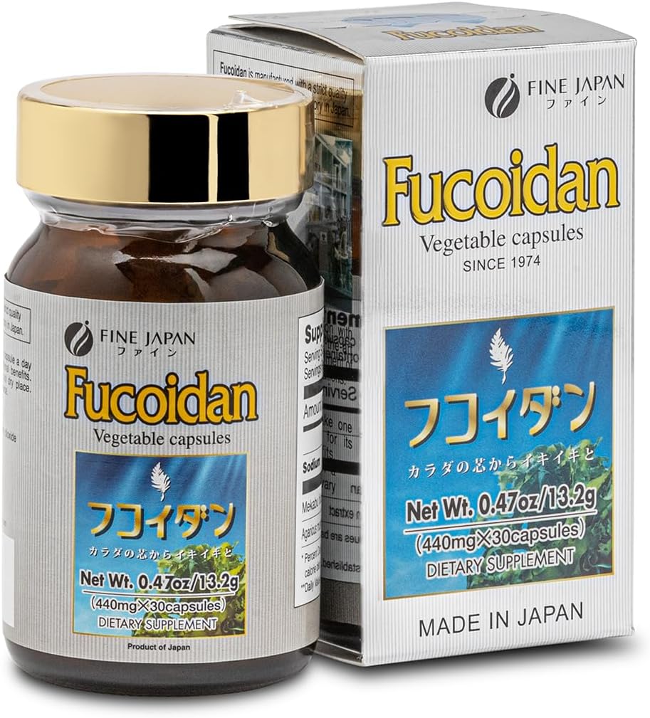 FINE JAPAN Fucoidan Capsules with Mekabu Seaweed & Agaricus Mushroom - 30 Capsules - Immune Support Supplement - Made in Japan - GMP, ISO9001 Certified - Image 2