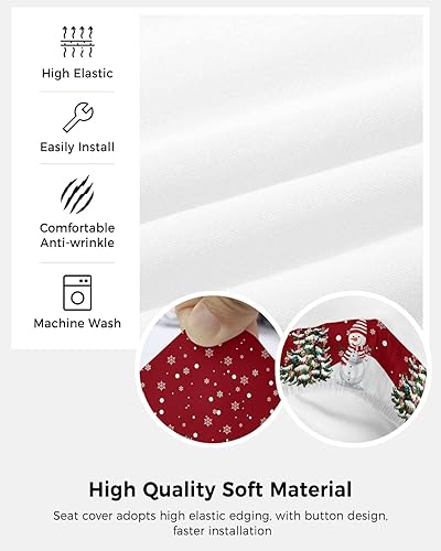 Miniatura 5 de Juego de 2 fundas para sillas de oficina y computadora, diseño de copo de nieve rojo de Navidad, fundas elásticas para asiento de silla giratoria de