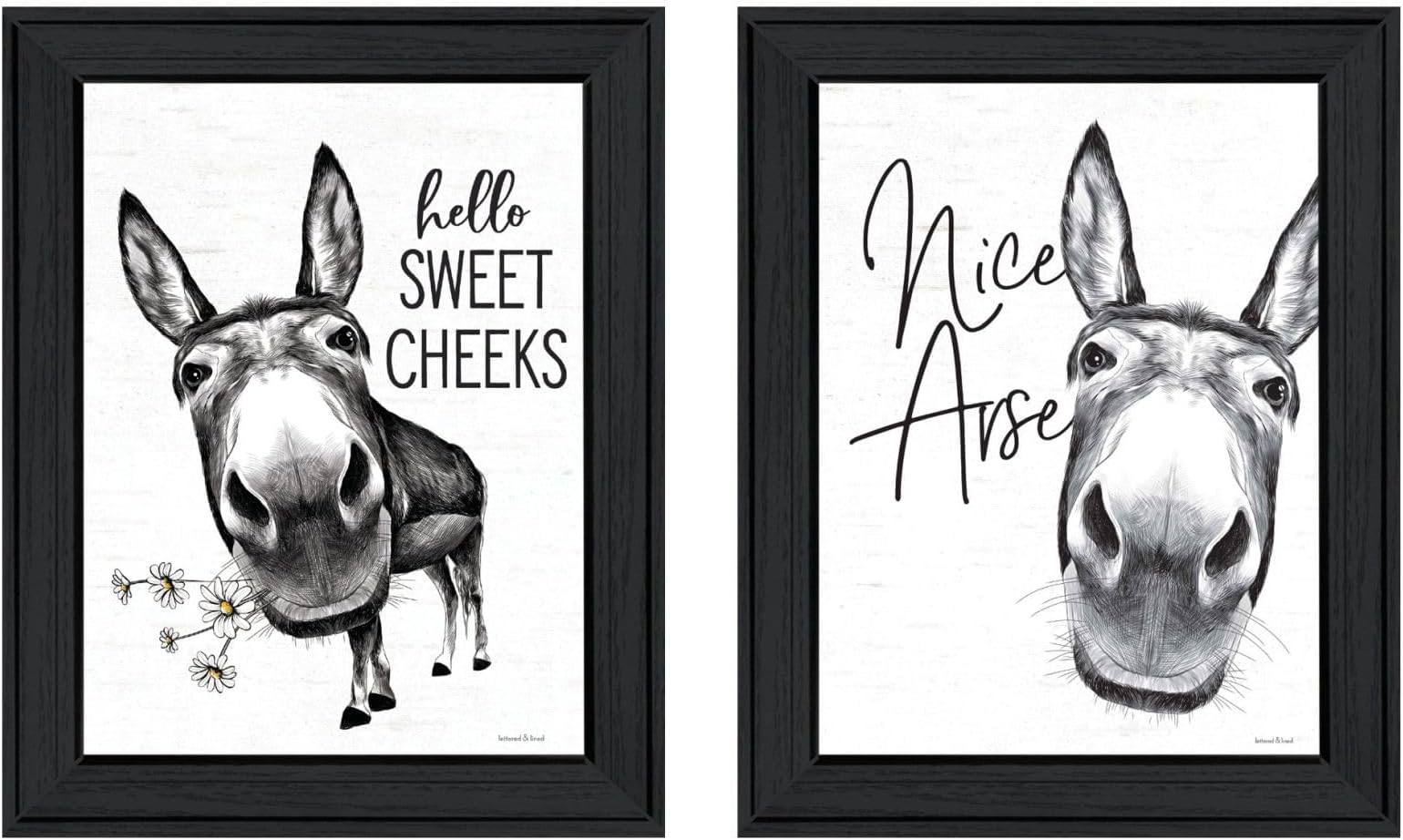 Trendy Decor 4U "Hello Sweet Cheeks!" Framed Wall Art for Living Room, Wall Art Print for Home Decor, Bedroom Wall Art by Lettered & Lined